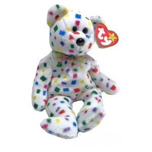 5/$25 TY Beanie Babies 1999 TY2K Confetti Plush Bear